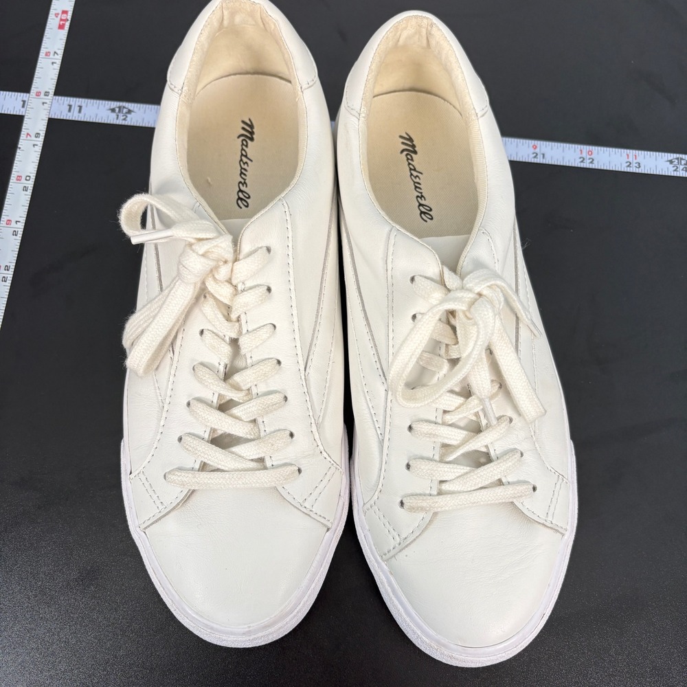 Madewell Womens Sneakers Size 9 White Leather Sidewalk Low Top L3243 Lace Up - Picture 6 of 15